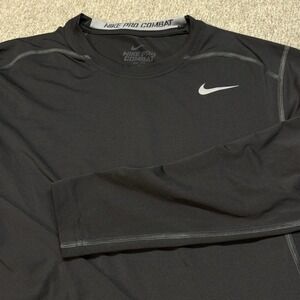 Nike Pro Combat Compression Shirt Long Sleeves Mens XL Black Dri-Fit 449794